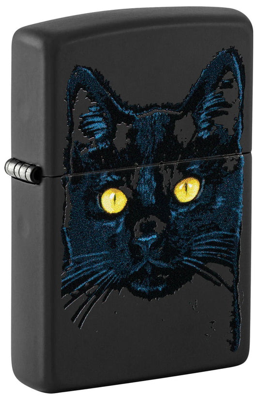 Zippo Black Cat Design Black Matte